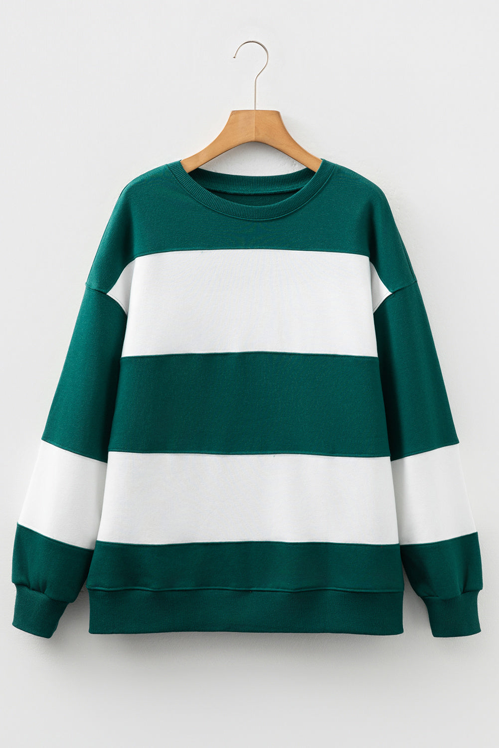 Women’s Casual Loose Striped Color-Block Crew Neck Sweater