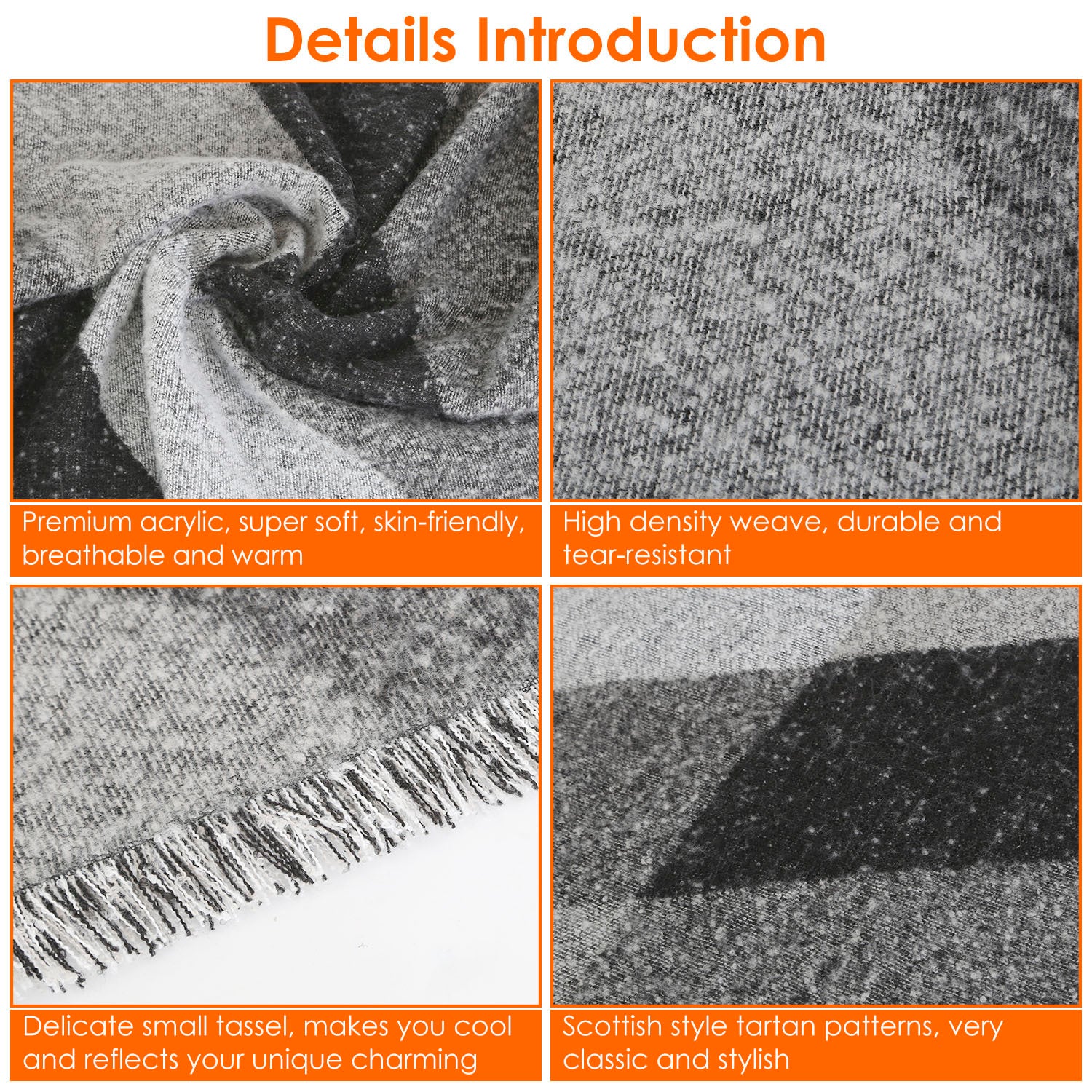 Women’s Winter Warm Scarf – Thick Knitted Plaid Shawl Wrap