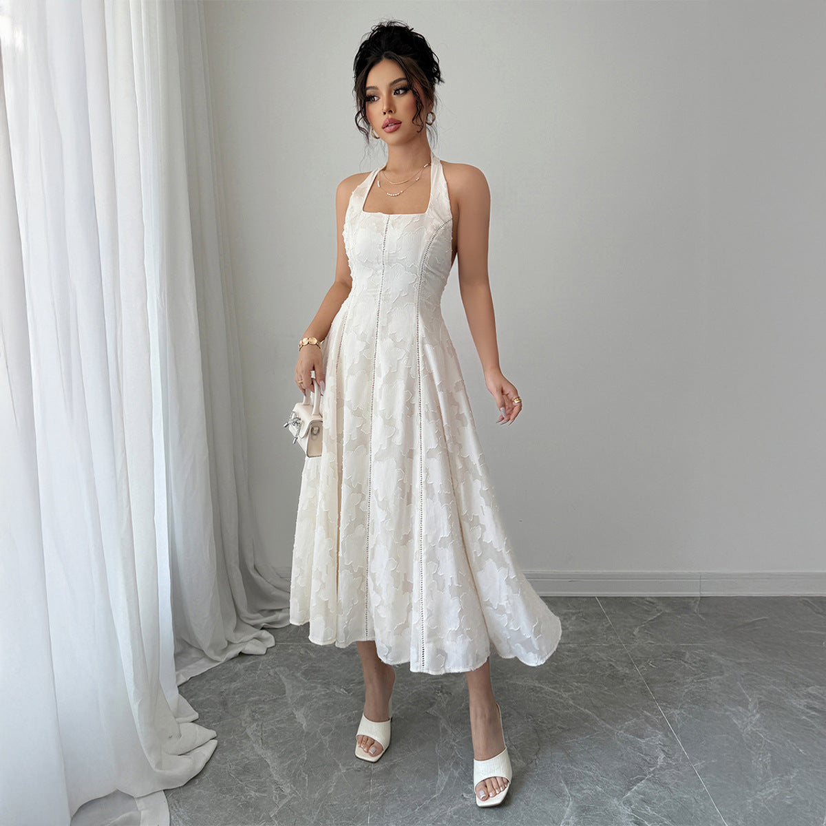 Elegant Simple Style Halter Tube Top Maxi Dress for Women