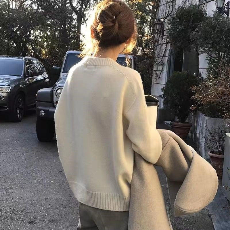 Cozy Round Neck Loose Fit Chenille Sweater
