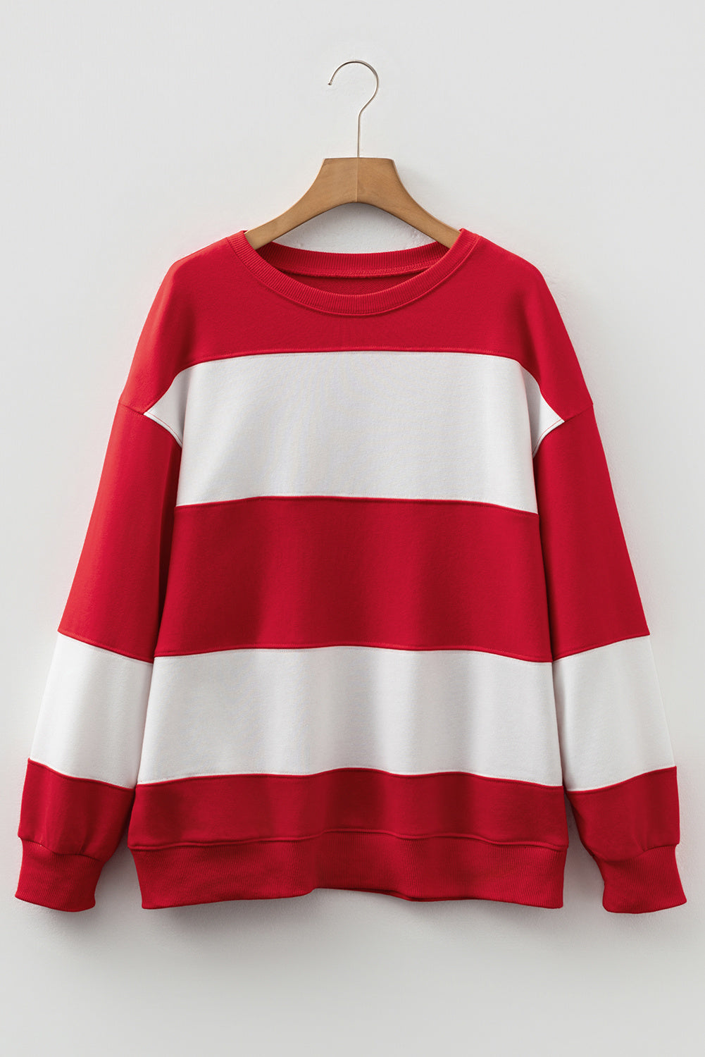 Women’s Casual Loose Striped Color-Block Crew Neck Sweater