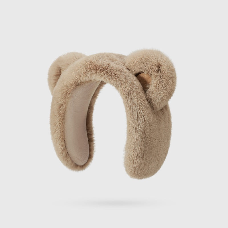 Winter Warm Fuzzy Earmuffs with Cute Bear Ear Design – Soft & Cozy Ear Protection