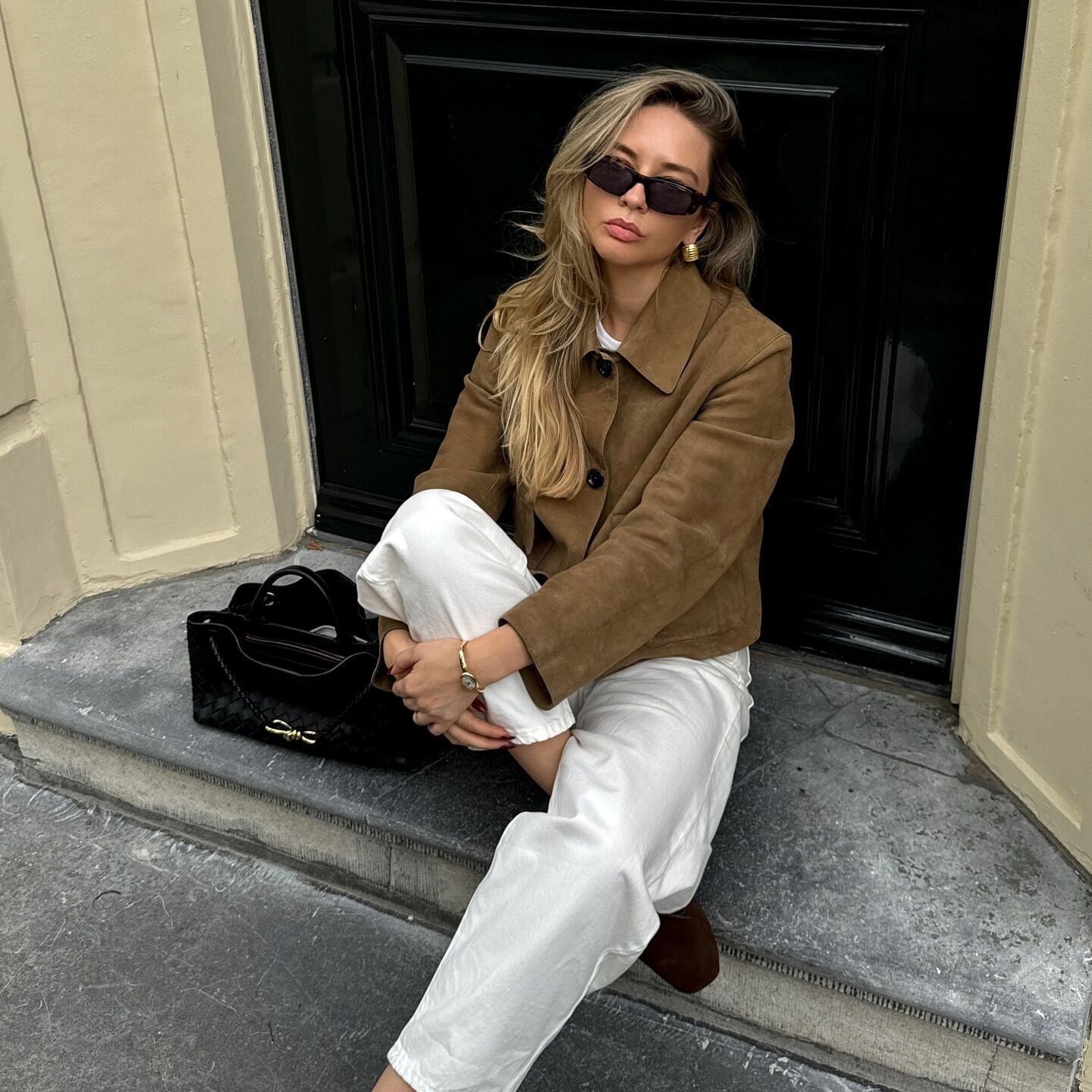 Women’s Retro Suede Velvet Long-Sleeve Jacket with Double Pockets