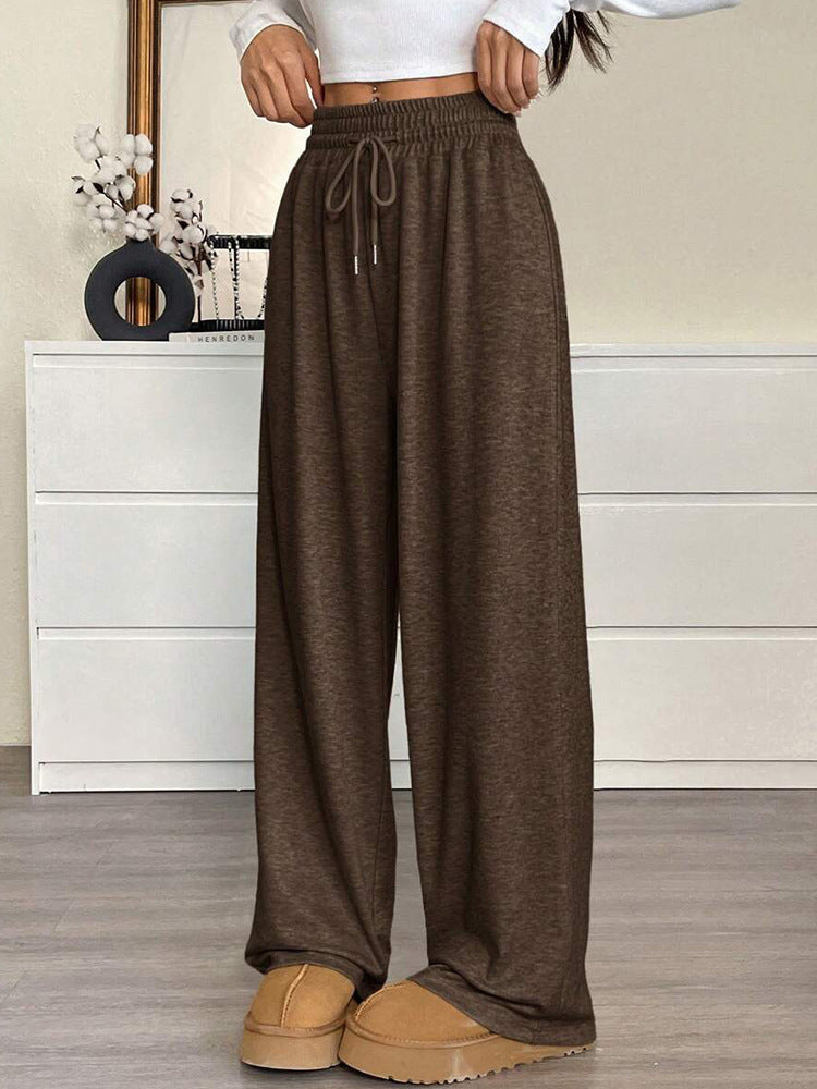 Solid Color Casual Wide Leg Pants for Women – Loose Fit, High Waist, Comfy Style