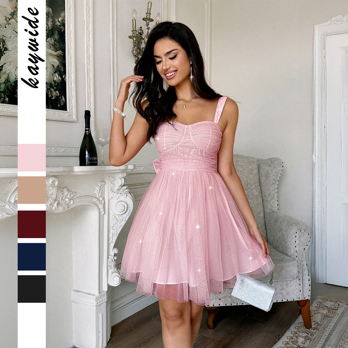 New Fashion Temperament Women’s Suspender Dress – Elegant Sleeveless A-Line Party Dress