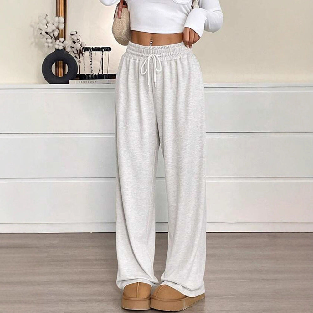 Solid Color Casual Wide Leg Pants for Women – Loose Fit, High Waist, Comfy Style